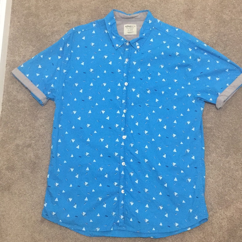 Italy Blue collared, short sleeve button down